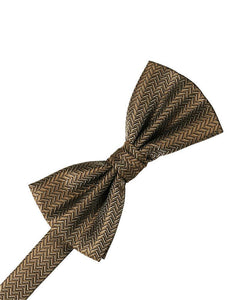 Peach Herringbone Bow Tie