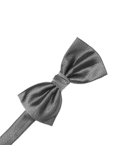 Peach Herringbone Bow Tie