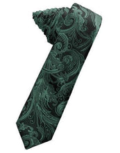 Load image into Gallery viewer, Sage Tapestry Satin Skinny Necktie
