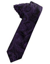 Load image into Gallery viewer, Fuschia Tapestry Satin Skinny Necktie
