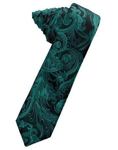 Sage Tapestry Satin Skinny Necktie