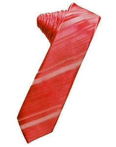 Fuschia Striped Satin Skinny Necktie