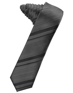 Apricot Striped Satin Skinny Necktie