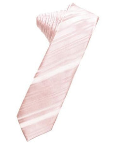 Blush Striped Satin Skinny Necktie