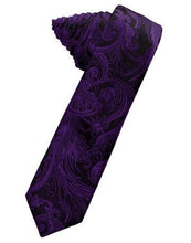 Load image into Gallery viewer, Golden Tapestry Satin Skinny Necktie
