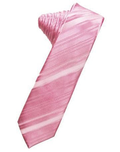 Blush Striped Satin Skinny Necktie