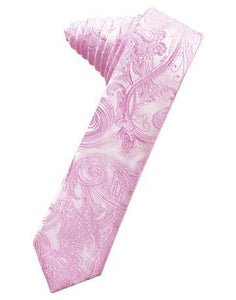 Fuschia Tapestry Satin Skinny Necktie