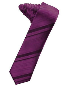 Bubblegum Striped Satin Skinny Necktie