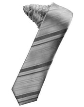 Load image into Gallery viewer, Bubblegum Striped Satin Skinny Necktie
