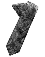 Load image into Gallery viewer, Fuschia Tapestry Satin Skinny Necktie
