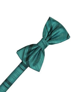 Jade Striped Satin Bow Tie