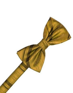 Gold Striped Satin Bow Tie