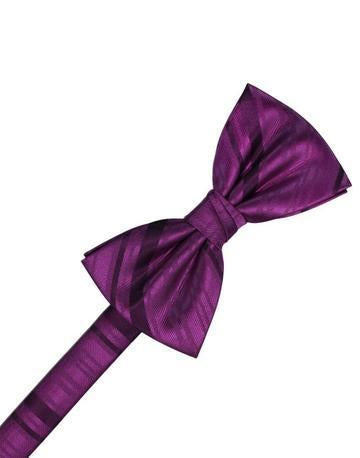 Sangria Striped Satin Bow Tie