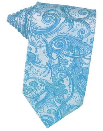 Turquoise Tapestry Satin Necktie