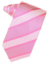 Load image into Gallery viewer, Mandarin Venetian Pin Dot Striped Necktie
