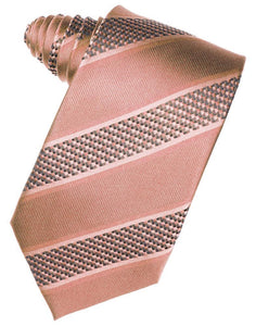 Peach Venetian Pin Dot Striped Necktie