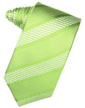 Load image into Gallery viewer, Lime Venetian Pin Dot Striped Necktie
