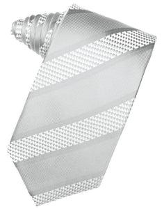 Silver Venetian Pin Dot Striped Necktie