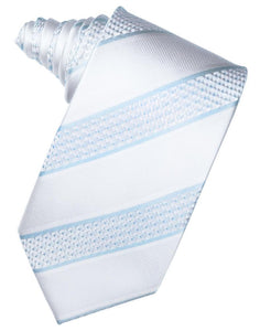 Silver Venetian Pin Dot Striped Necktie