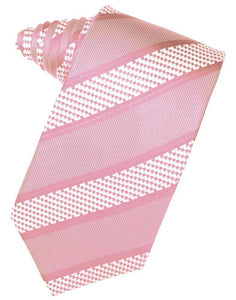 Coral Venetian Pin Dot Striped Necktie