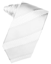 Load image into Gallery viewer, Silver Venetian Pin Dot Striped Necktie
