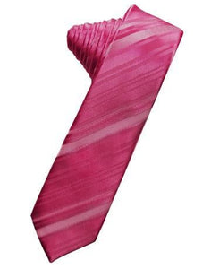 Blush Striped Satin Skinny Necktie