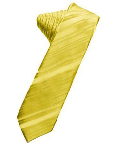 Golden Striped Satin Skinny Necktie