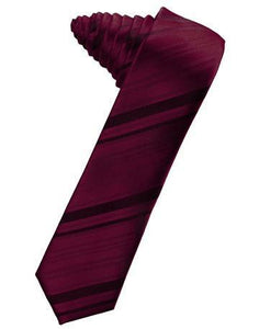 Guava Striped Satin Skinny Necktie